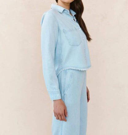 Two Pocket Fray Hem Shirt