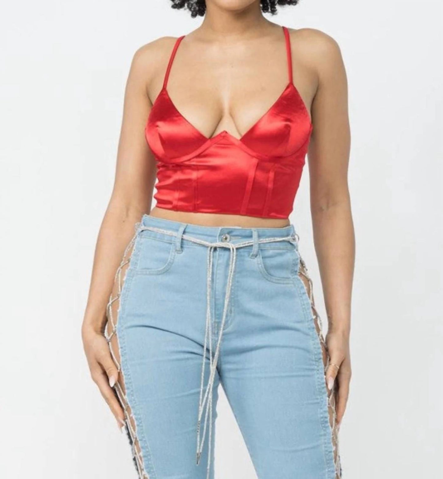 Just Me Satin Corset Crop Top