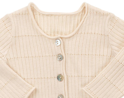Girls Wide Rib Knit Cardigan
