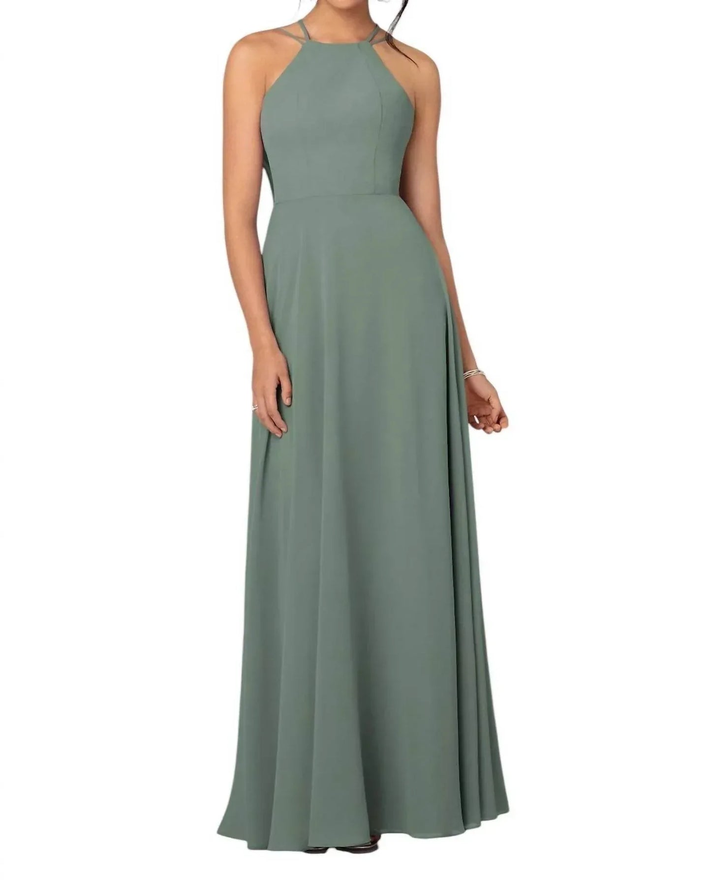 Sorella Vita - Simple Bridesmaid Dress with High Halter Neckline - Rack Hunt