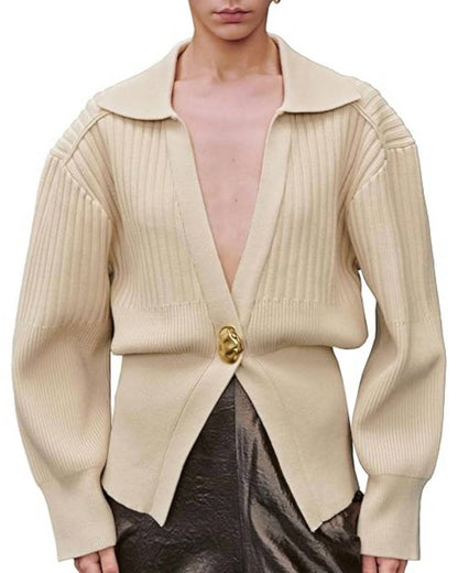 Knitted Collared Cardigan
