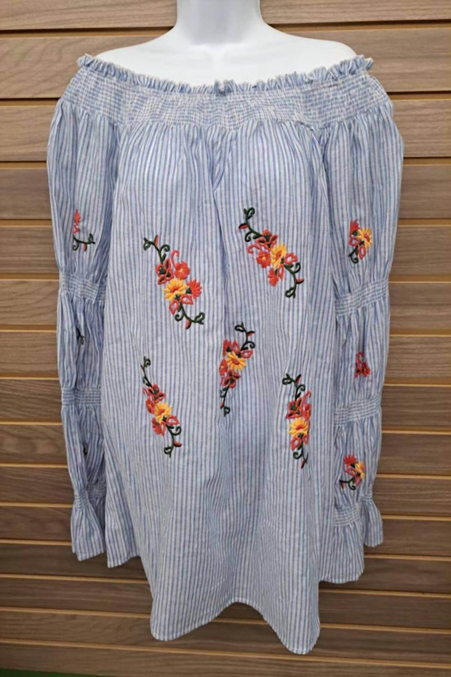 Angela Plus - Women's Off Shoulder Elastic Neck/arms Embroidered - Rack Hunt -