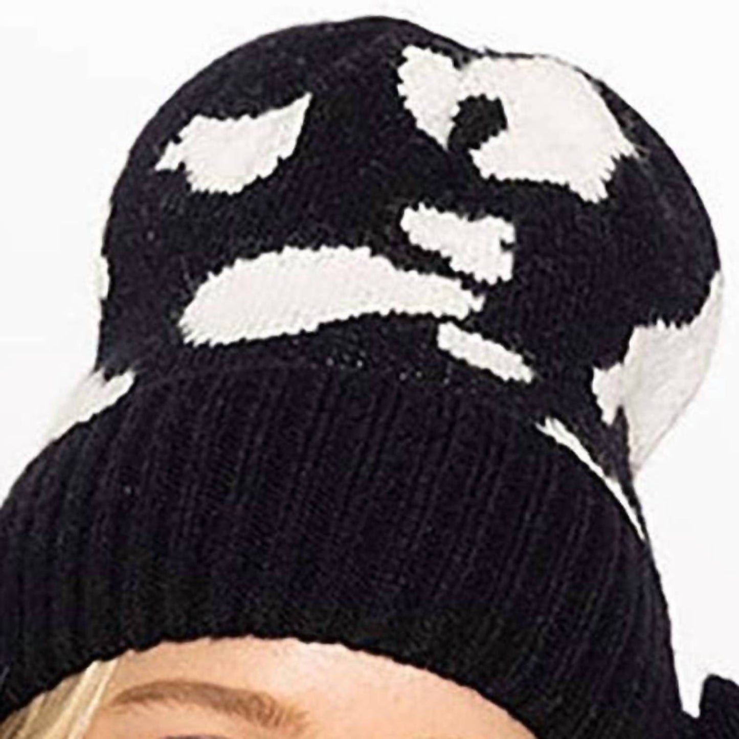 Women's Cow Print Western Knit Beanie Hat
