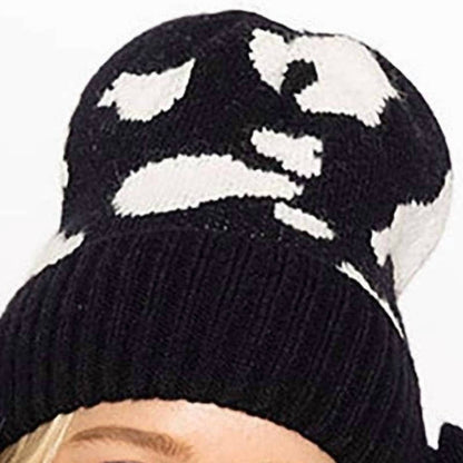 Women's Cow Print Western Knit Beanie Hat