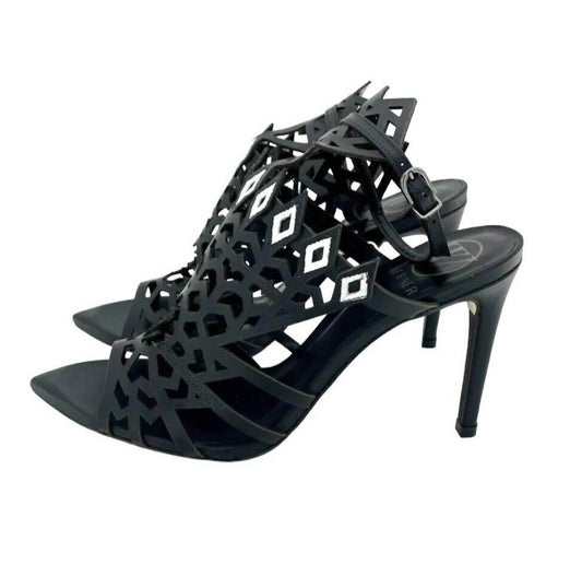Werner - Women's Laser Cut Ankle Strap Open Toe Stiletto Heels - Rack Hunt -