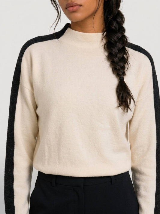 Colorblock Mock Neck Sweater