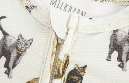 Baby's Cat Cotton Stretch Zipper Footed Romper