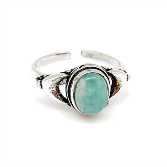 Anju - Women's Tanvi Collection Adjustable Oval Amazonite Ring - Rack Hunt