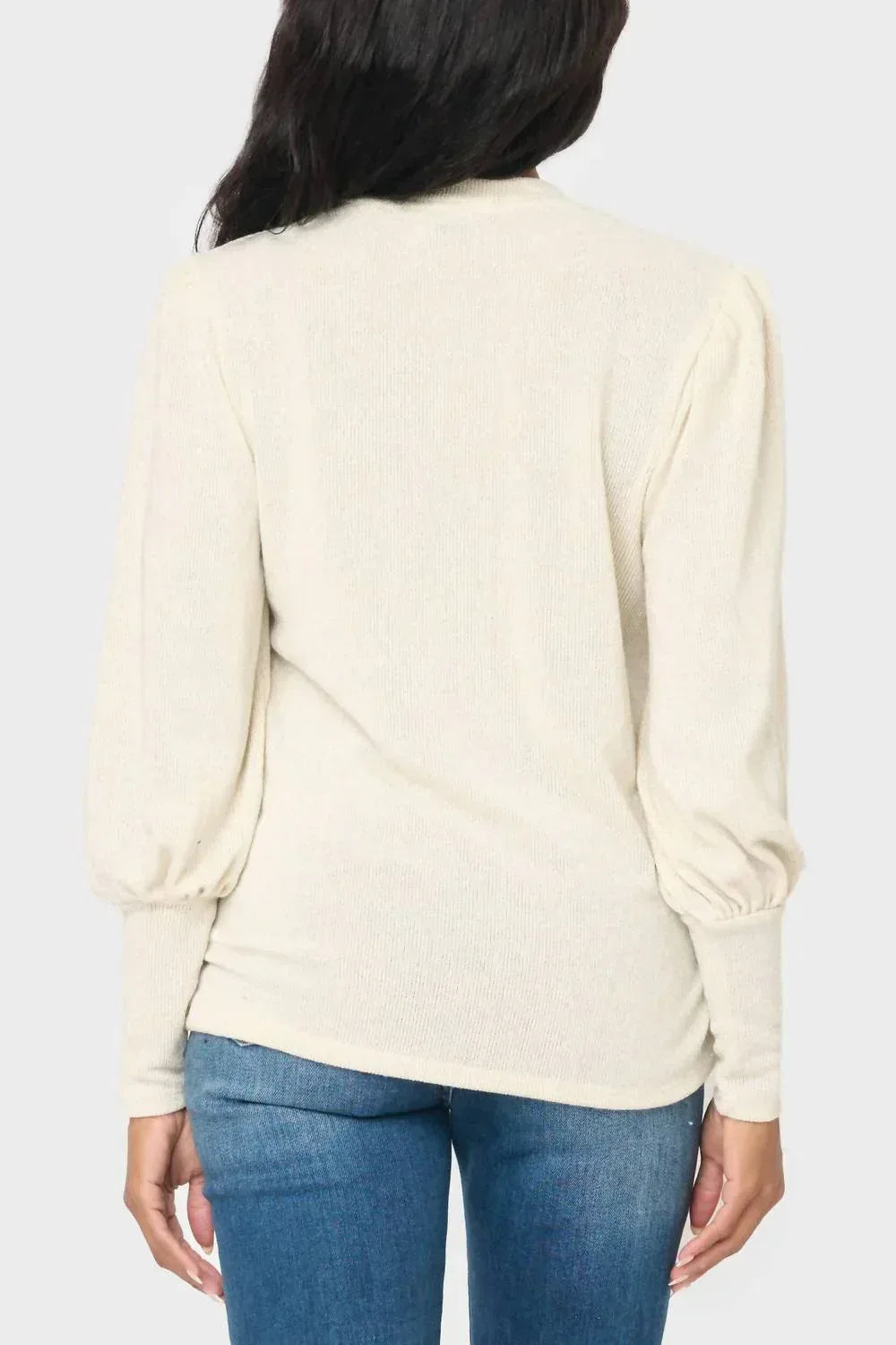 Gibsonlook - Long Puff Sleeve Crew Neck Lurex Knit Top - Rack Hunt