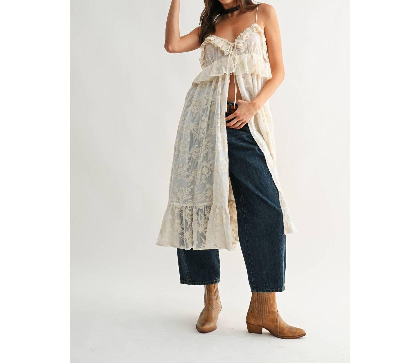 Stevie Sheer Lace Cover Up Top
