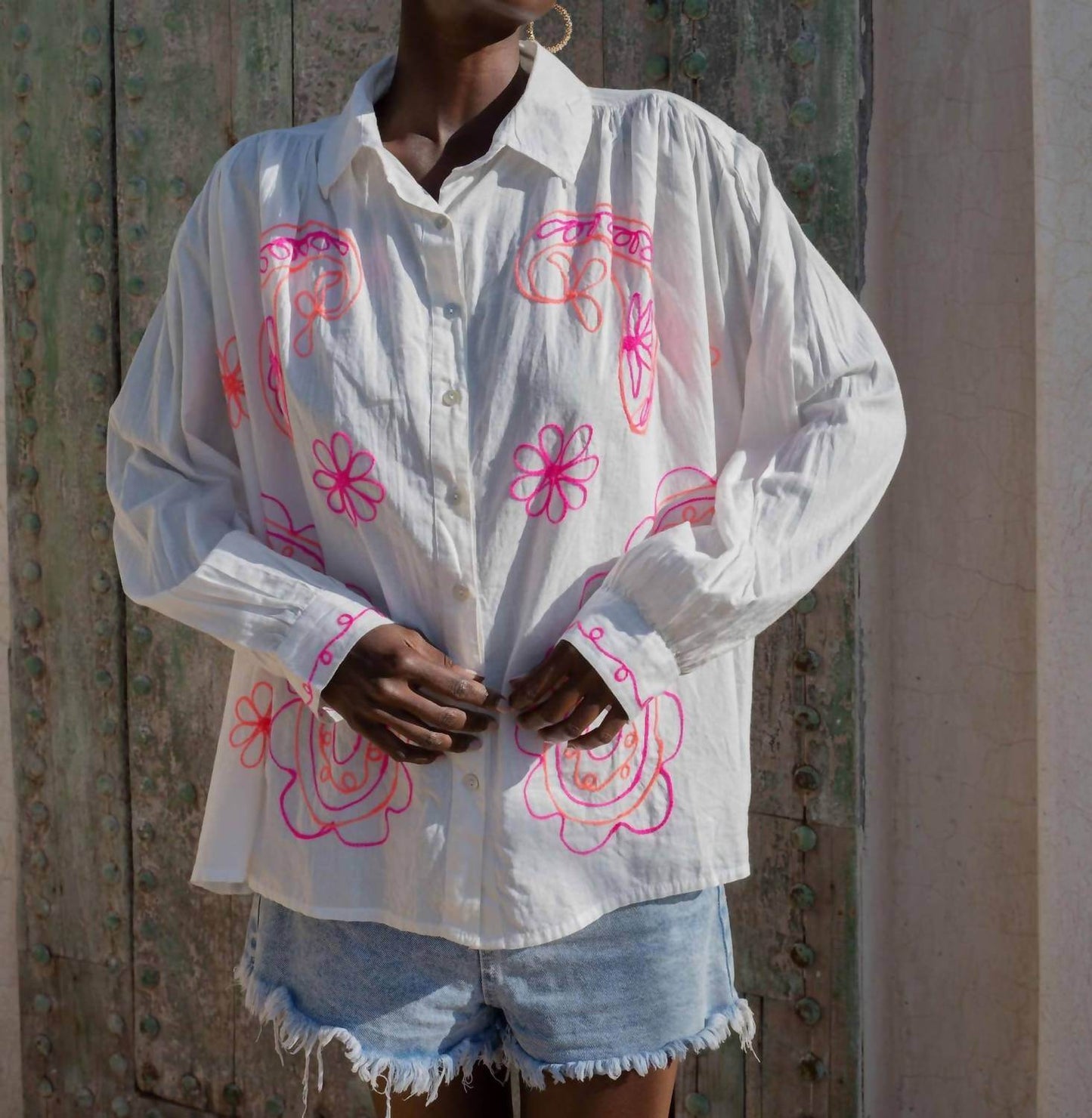 Gold & Silver - Embroidered Cotton Button Down Shirt - Rack Hunt -