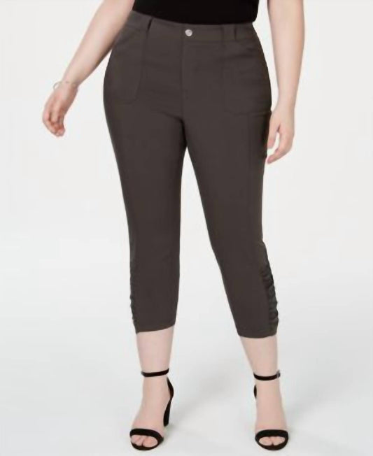 Ruched Hem Cropped Pants - Plus