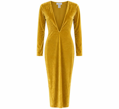 Women's Velvet V-neck Bodycon Dress