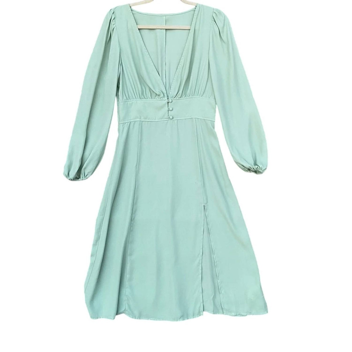 Front Slit And Buttons Midi Dress