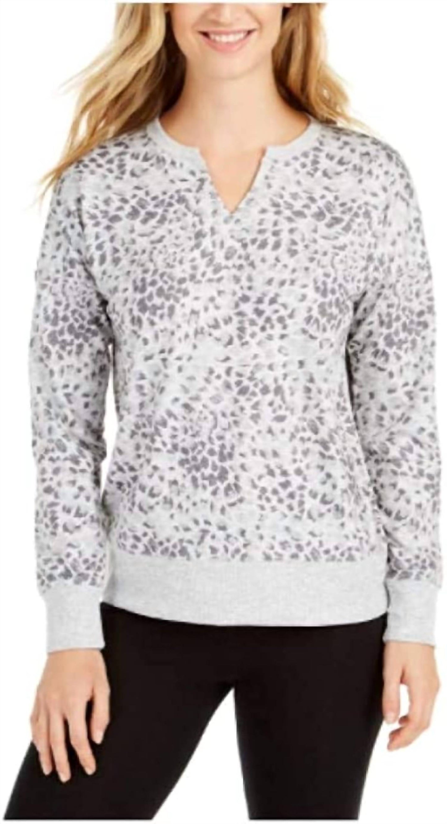 Printed Split Neck Top