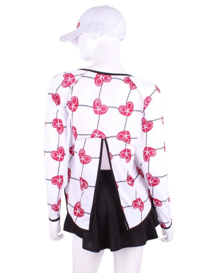 Love Love Tennis - Women's Tie Back Long Sleeve Tennis Tee - Rack Hunt