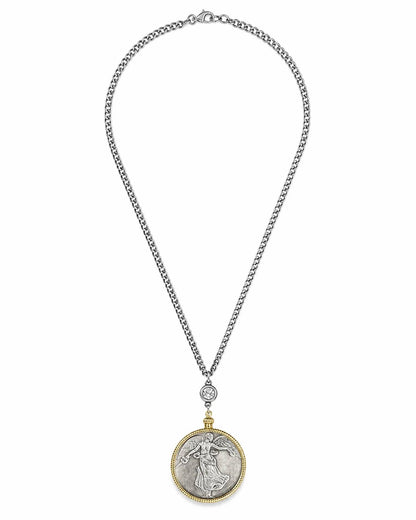 Women's Reversible Winged Victory Medallion Necklace