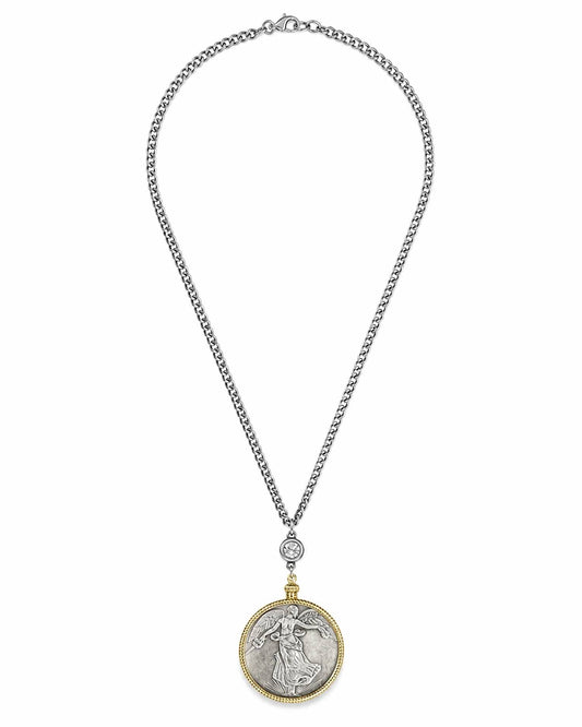 Women's Reversible Winged Victory Medallion Necklace
