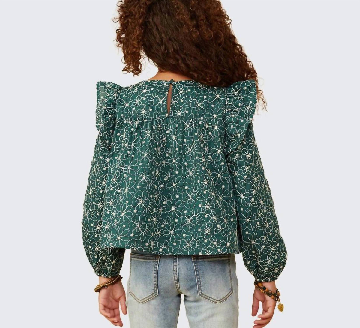 Floral Embroidered Ruffle Top
