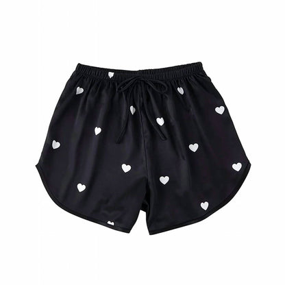Women's Hearts 2 Piece Satin Short Pajama Set