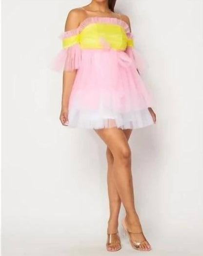 Tulle Mesh Dress With Waist Belt
