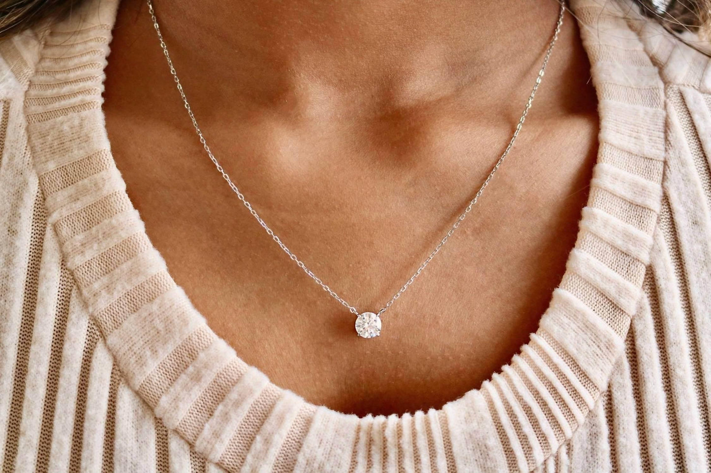 Allyanna Gifts - Women's Prong Round Moissanite Necklace - Rack Hunt