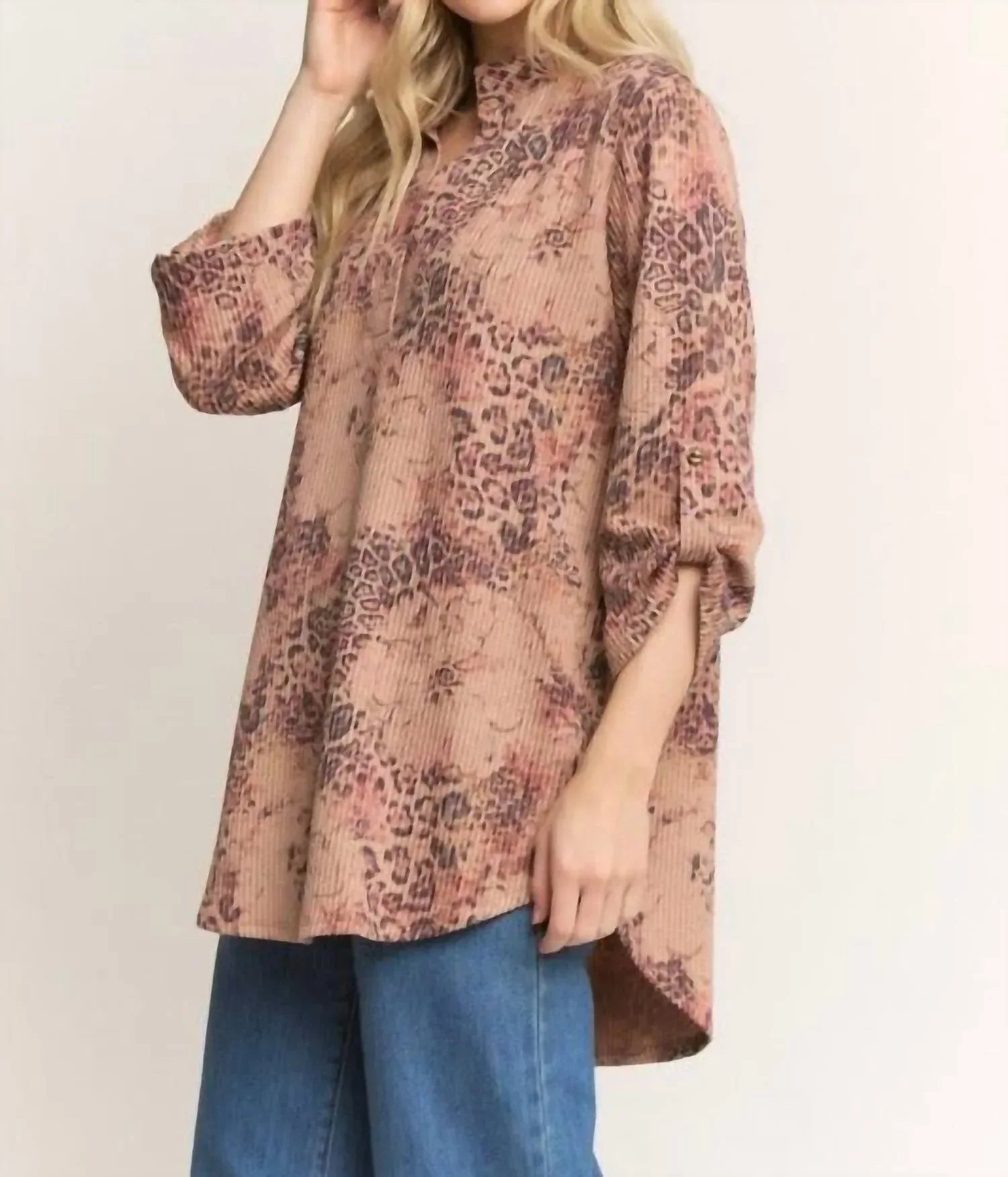 Heimish USA - Mandarin Collar Animal Urban Rib Top - Rack Hunt