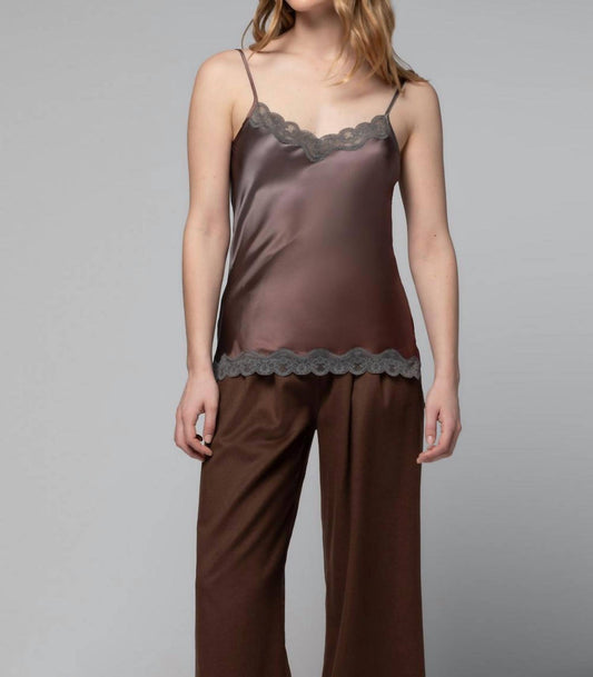 Silk Cami With Lace Trim