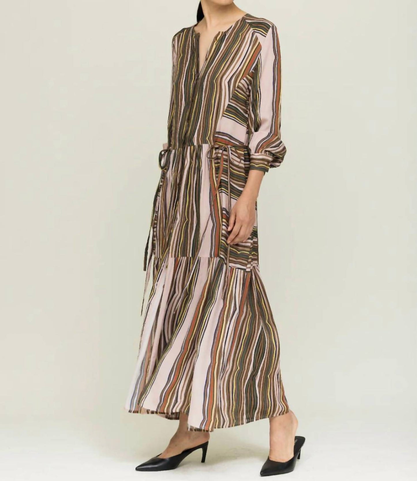 Pearl Double Georgette Shale Print Midi Dress