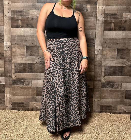 Nikita Leopard Print Wrap Midi Skirt