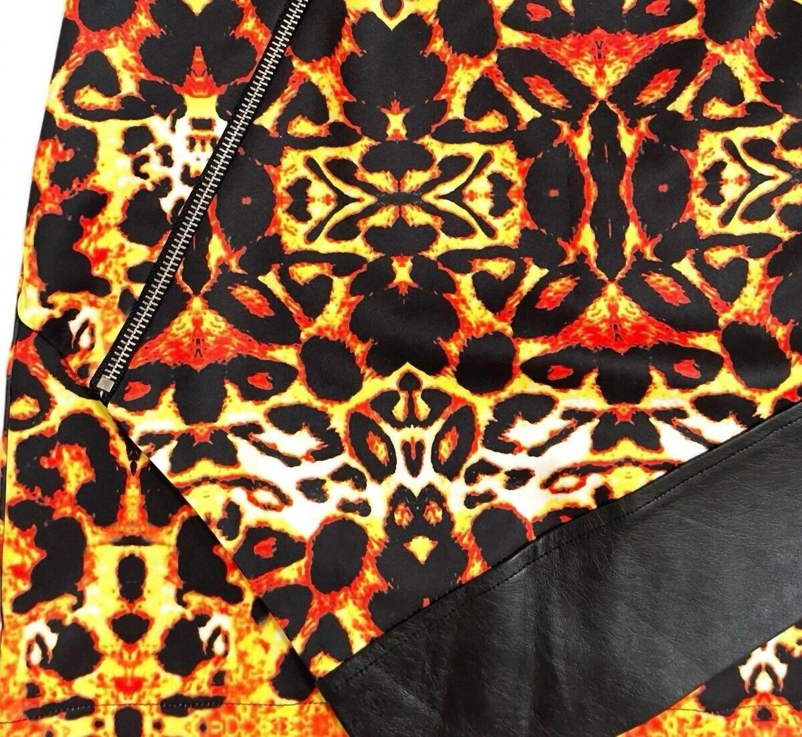 Pure Hype - Women's Animal Print A Line With Faux Leather Trim Zippers Mini Skirt - Rack Hunt -