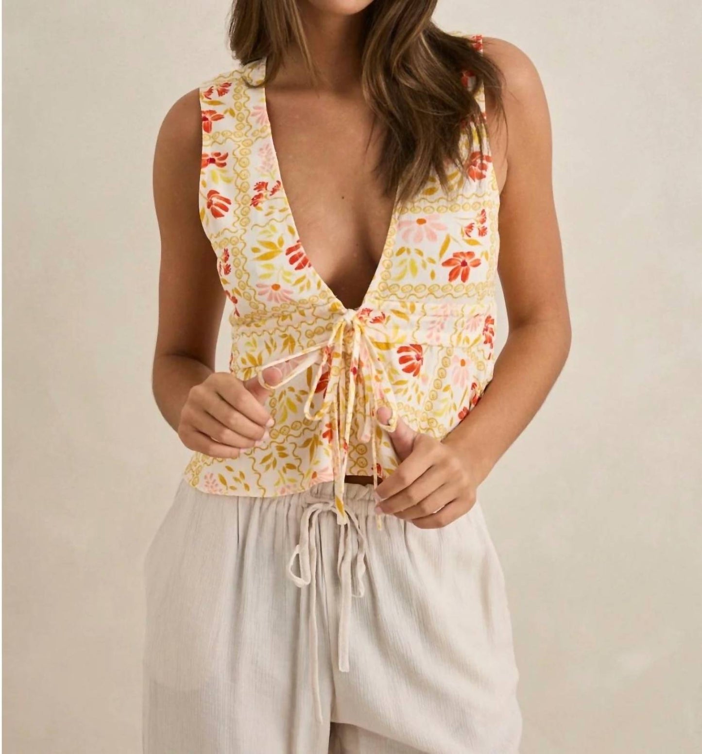 Wildflower Linen Tie Top