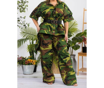 Hi Lo Hem Shirt And Pant Set - Plus