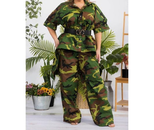 Hi Lo Hem Shirt And Pant Set - Plus