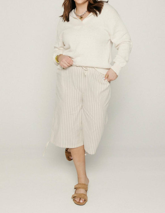Hosbjerg Women's Catarina Capri Pants in Yellow/Brown Stripe