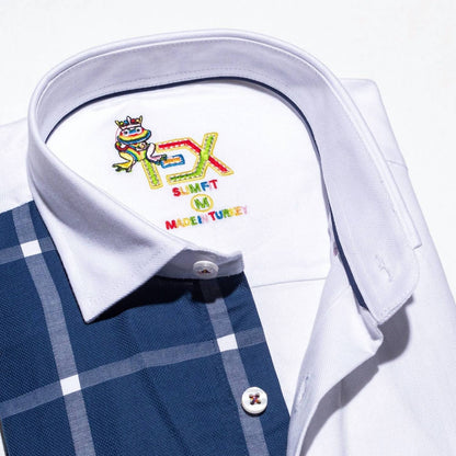 Part Plaid Frog Oxford Button Down Shirt