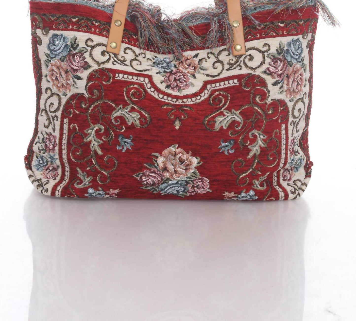 Jijou Capri - Women's Tapestry Leather Double Handle Handbag - Rack Hunt -