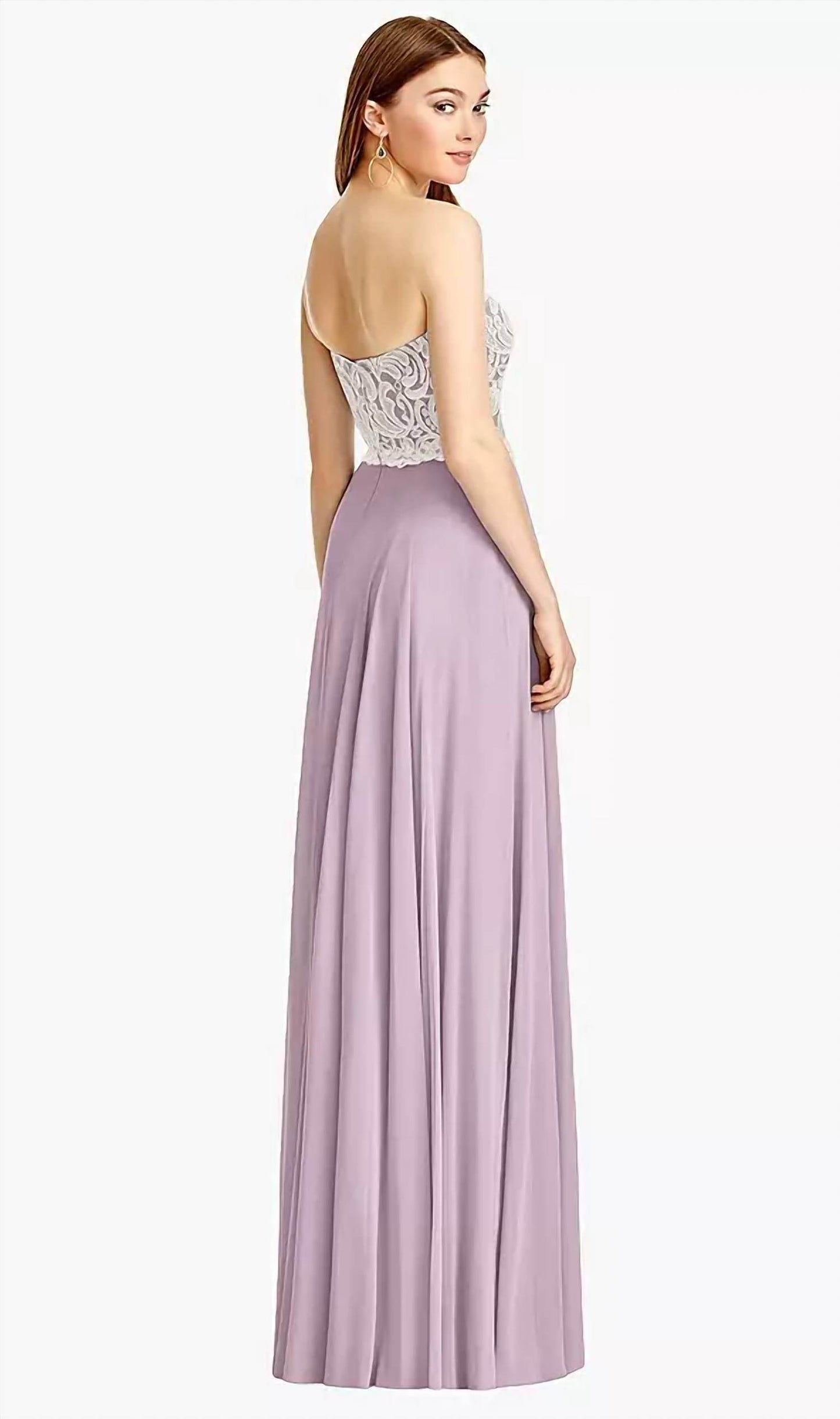 Dessy - Lace Bodice Full-length Strapless Dress - Rack Hunt -