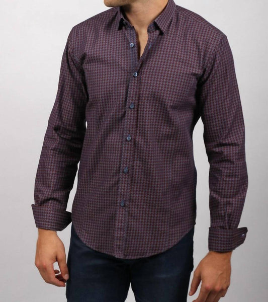 Patterned Denim Button Down Shirt
