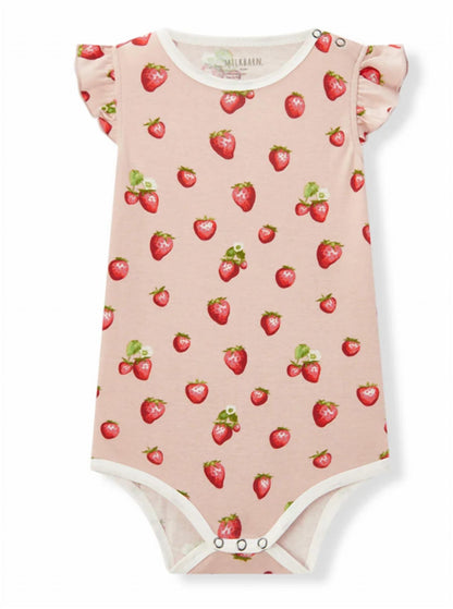 Kid's Strawberry Organic Cotton Ruffle One Piece