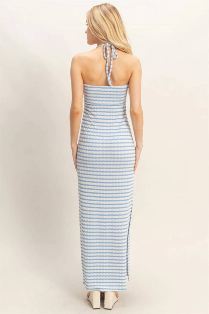 Halter Neck Twist Bust Midi Dress