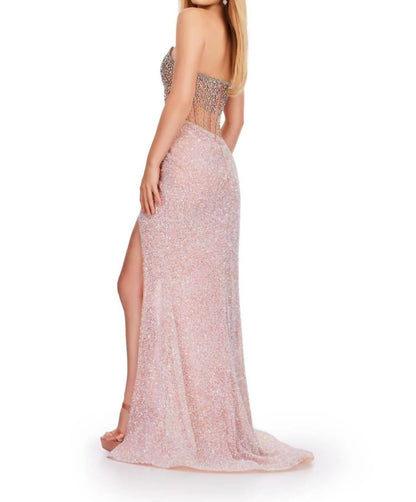 ASHLEYlauren - Crystal Beadwork Strapless Gown - Rack Hunt