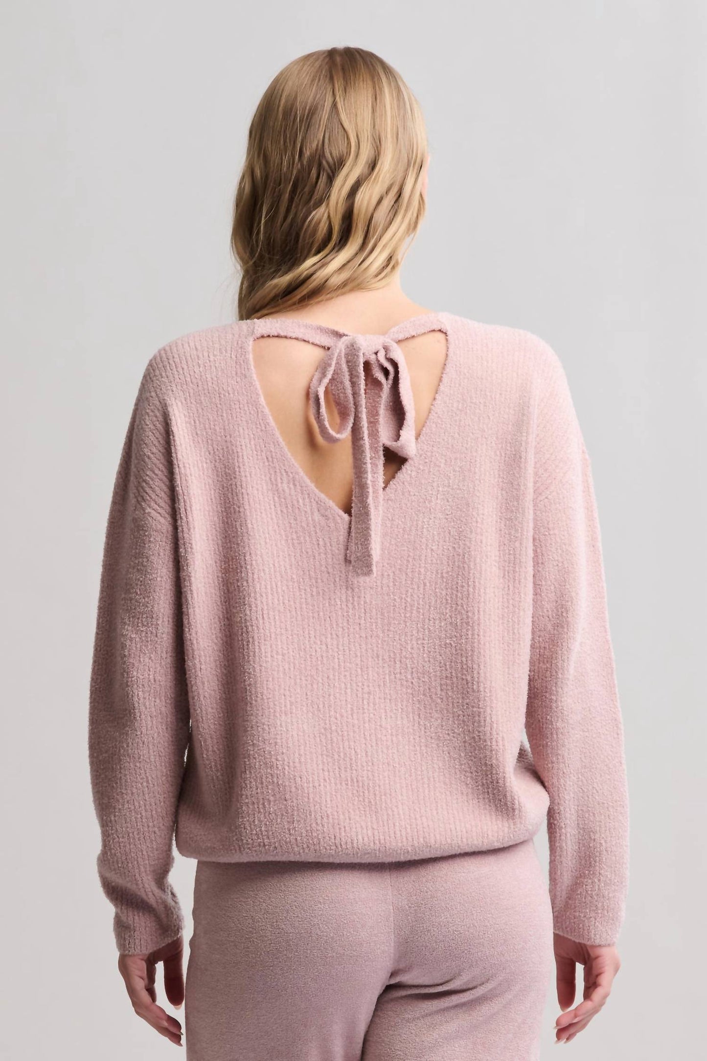 Cozychic Lite Ribbed V Pullover With Back Tie
