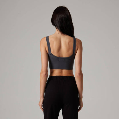Women's Raw Hem Rib Crop Tank Top