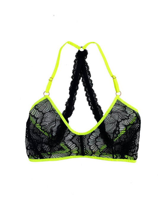 TITOV - Women's Kiera Lace Neon Trim Bralette - Rack Hunt -