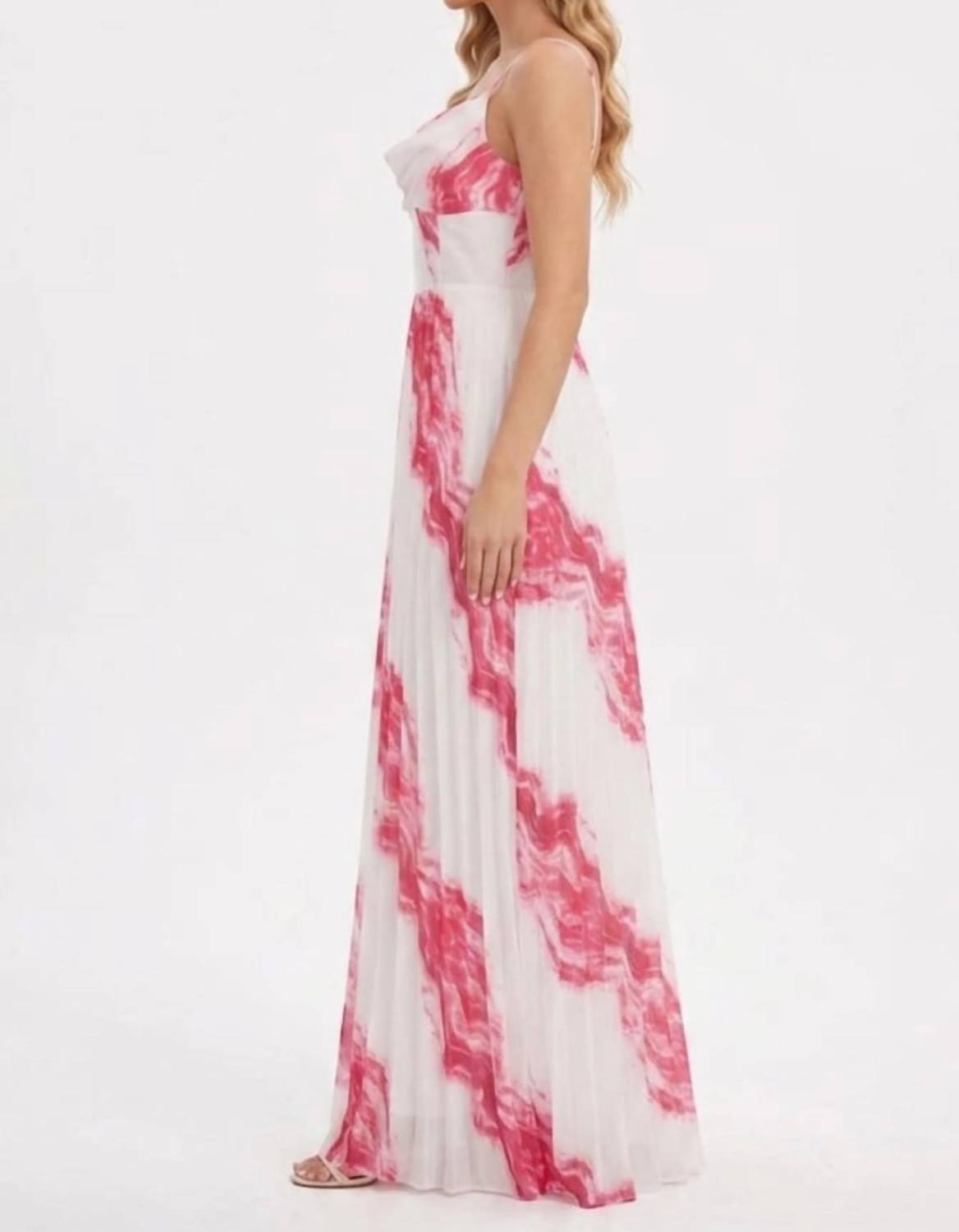 Abstract Print Pleated Maxi Jumpsuit