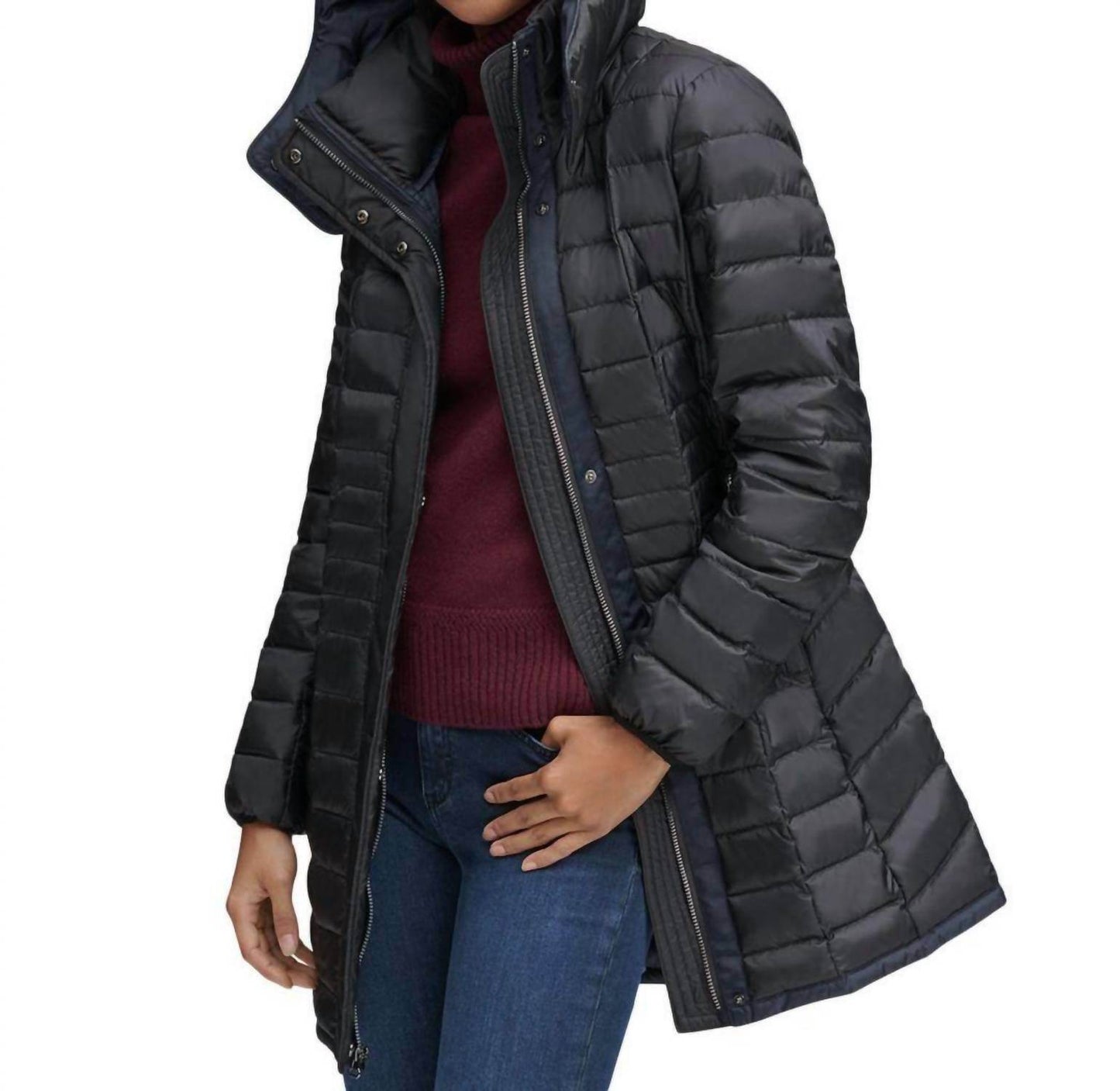 Andrew Marc - Removable Hood Marble Quilted Down Jacket - Rack Hunt -