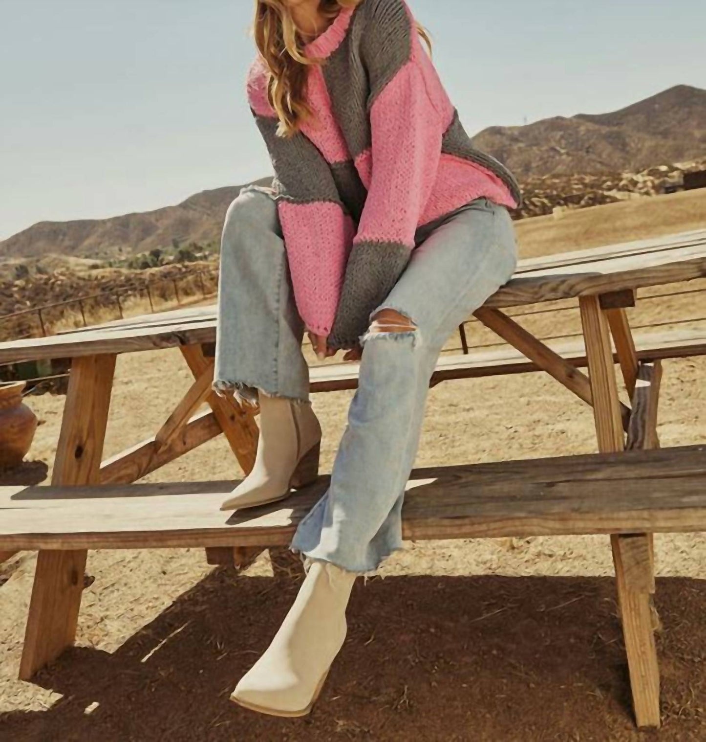 Bonfire Gleam Crochet Colorblock Sweater