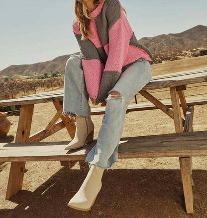 Bonfire Gleam Crochet Colorblock Sweater