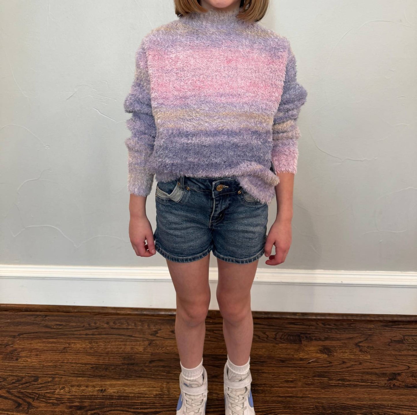 Plush Knit Sweater With Scarf